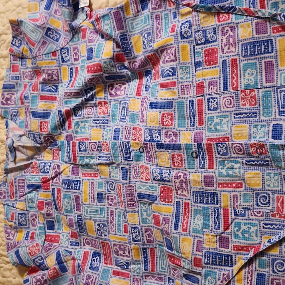 Scru SB  scrub snap front ties in back to cinch waist p2p 21.5